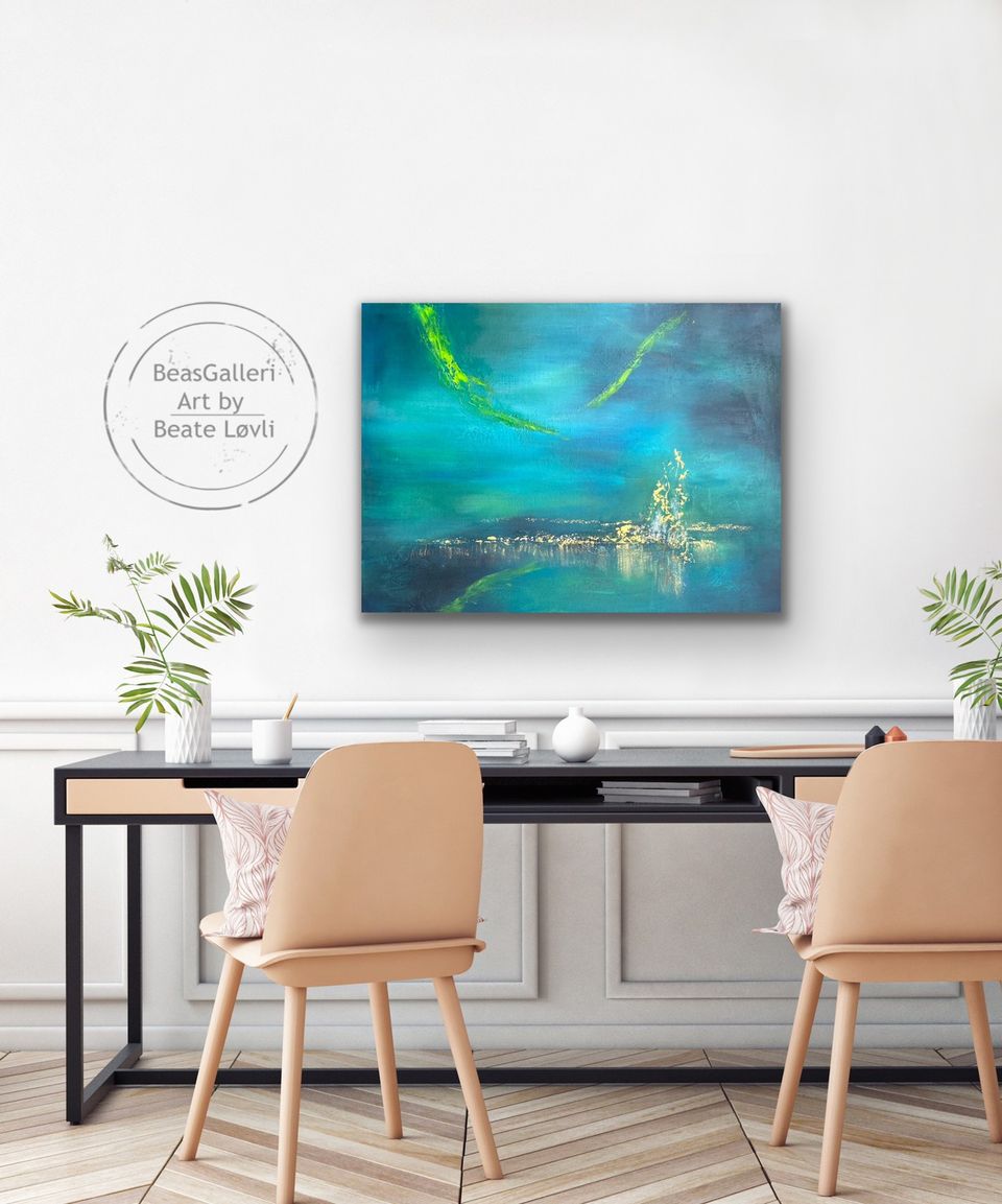 "Aurora over land og vann" 60x80 cm