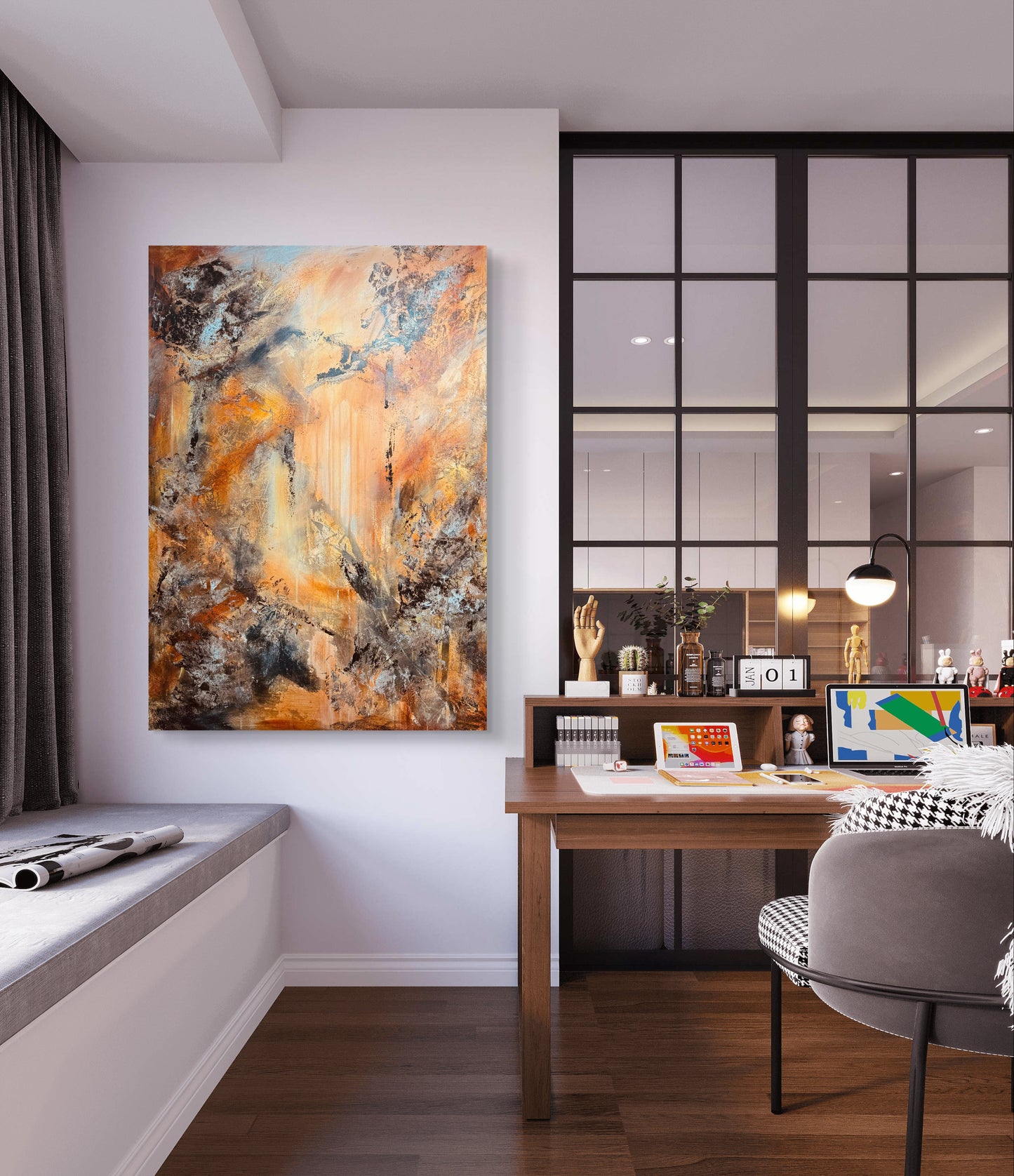 "Orange inferno" 70x100 cm